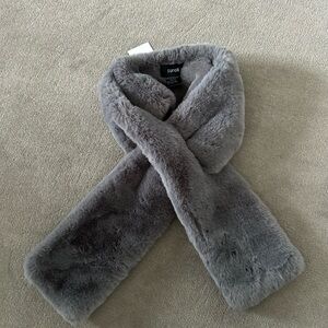 Surell Gray Faux Fur Pull Through Scarf